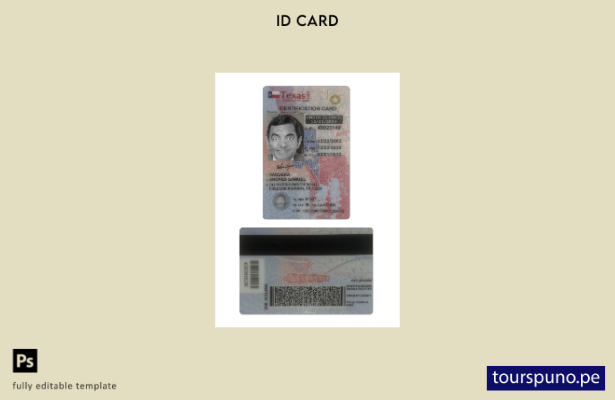 listo para imprimir EE.UU. Texas bajo plantilla de tarjeta de identificación
